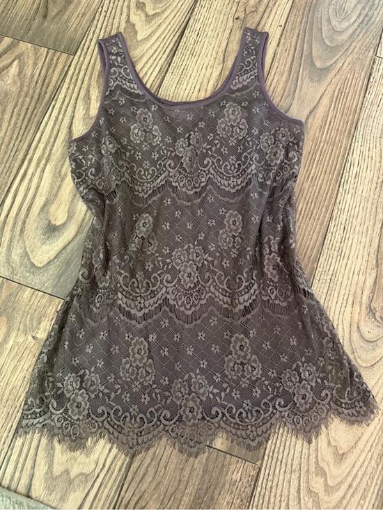 Maurices Tops - Maurices Lace Overlay Scoop Neck Tank - Brown
